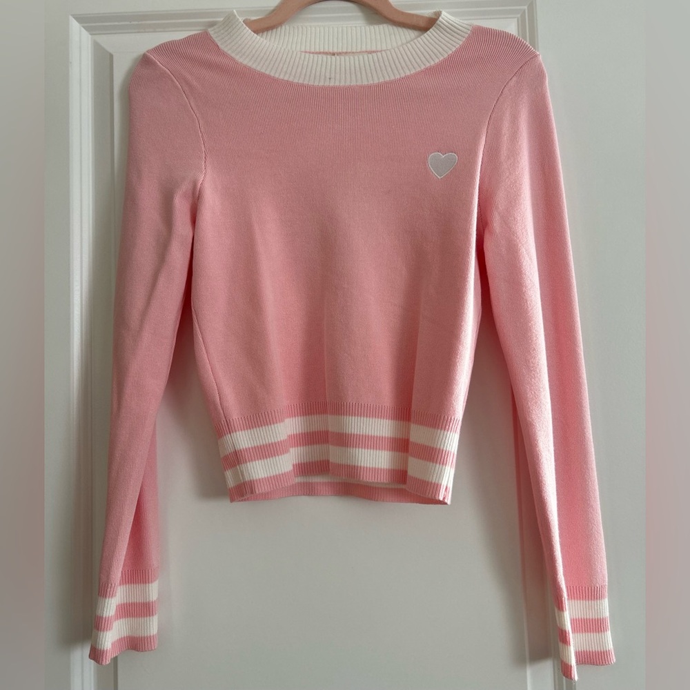 Pink Heart Embroidered Women's Top